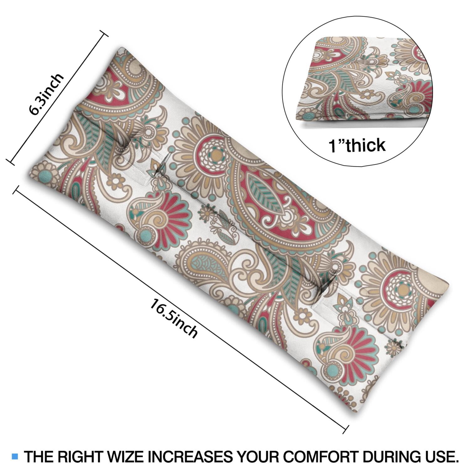 Ethnic Paisley Ornament Seatbelt Cushion - Post Surgical Mastectomy Pillow for Women - Secure Straps & Universal Fit Design