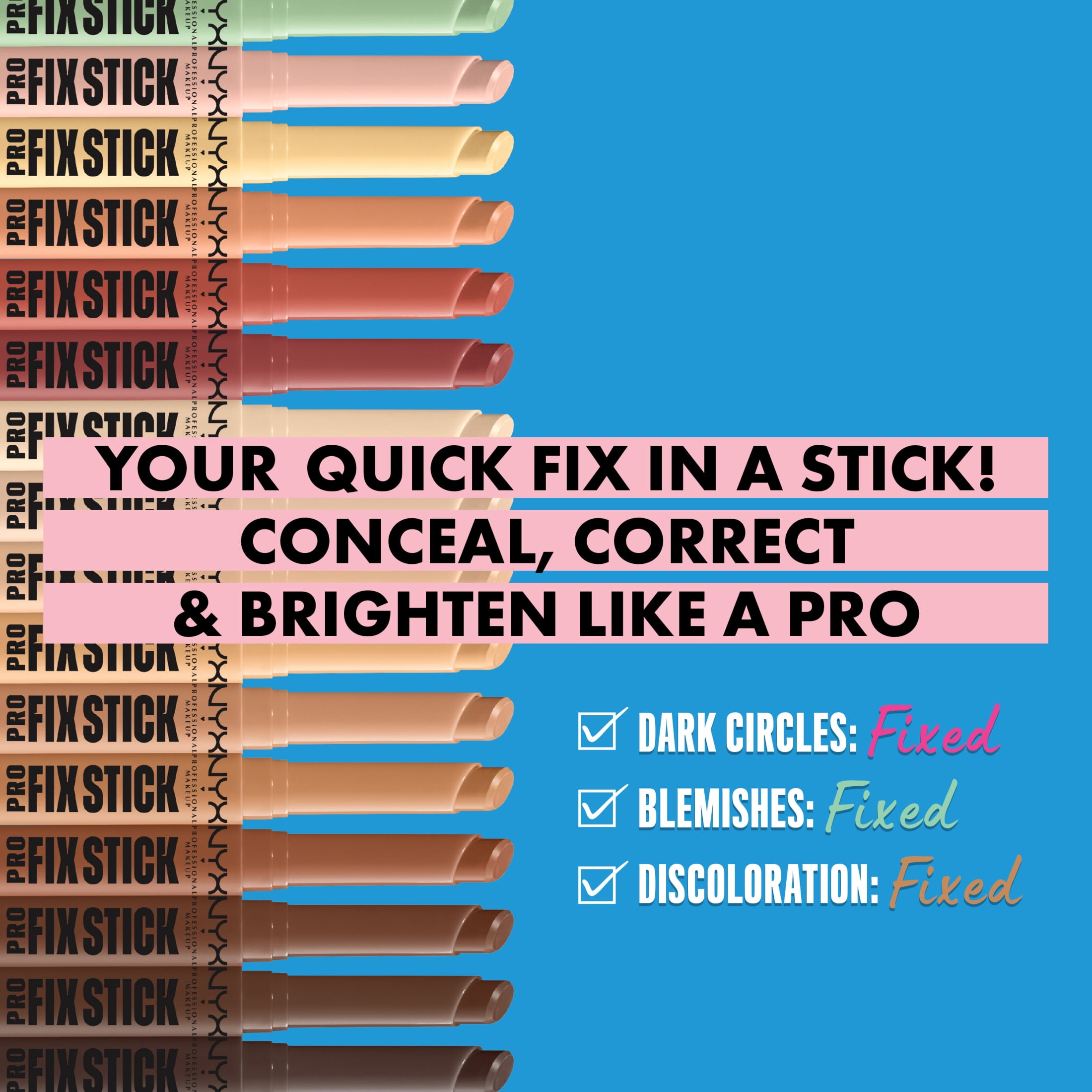 NYX PROFESSIONAL MAKEUP, Cache-cernes correcteur en bâton Pro Fix, Infusé d'acide hyaluronique, Formule en crème - 16 Walnut