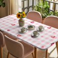 thumbnail image 3 of Valentine's Day Table Cloths for 4 Foot Rectangle Tables, Red Love Heart Romantic Pink Buffalo Plaid Patio Waterproof Elastic Fitted Tablecloths, Washable Rectangular Table Cover for Camping, 3 of 8