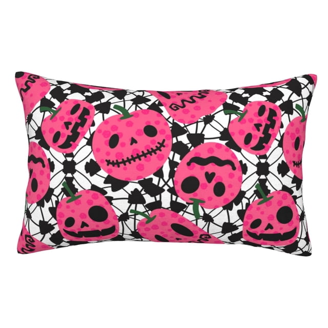 Wukai Halloween Pumpkins Print Plush Throw Pillow Cover, Double-sided Pillow Protector without Pillow Core, with Hidden Zipper, Home Decorations-14"x20"