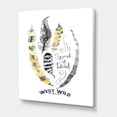 thumbnail image 3 of Designart ' Yellow Ethnic Plume Feathers On White ' Bohemian & Eclectic Canvas Wall Art Print, 3 of 4