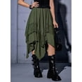 thumbnail image 4 of Women'S Renaissance Flowy Fairy Skirt Y2k Contrast Lace Layered Asymmetrical Midi Skirts Olive Green XL, 4 of 9