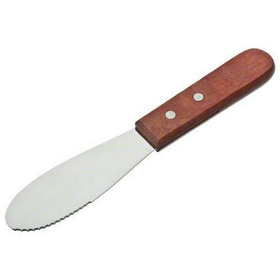 Update International Serrated Stainless Steel Butter Spreader with Wood Handle