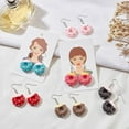 thumbnail image 7 of 6 Pairs 6 Colors Resin Doughnut Dangle Earrings Platinum Brass Jewelry for Women Mixed Color 41mm Pin: 0.6mm 1 pair/color, 7 of 7