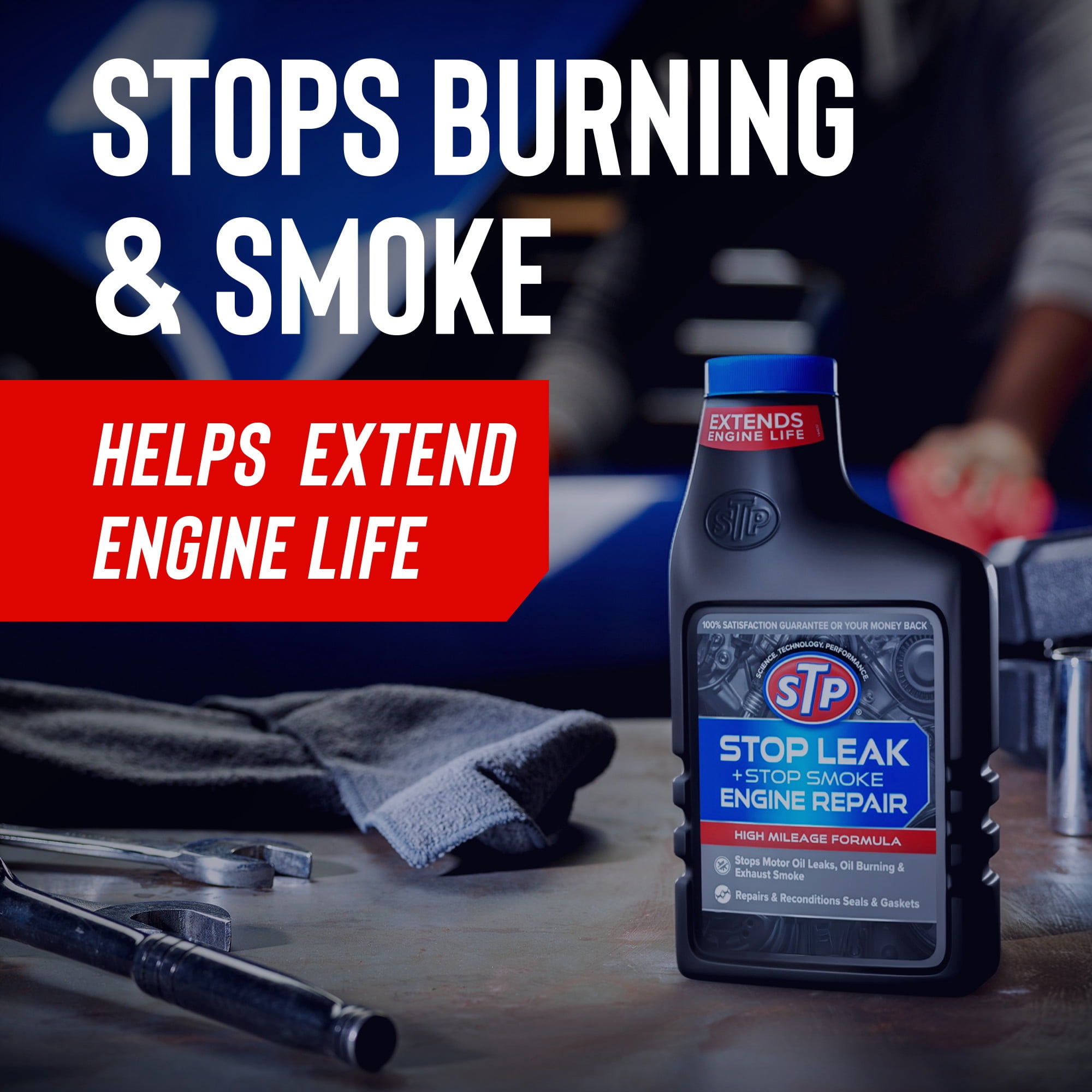 (12 pack) STP Stop Leak and Stop Smoke High Mileage Engine Oil Additive, 15 fl oz