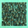 thumbnail image 1 of Ahgly Company Machine Washable Indoor Square Abstract Turquoise Blue Contemporary Area Rugs, 3' Square, 1 of 4