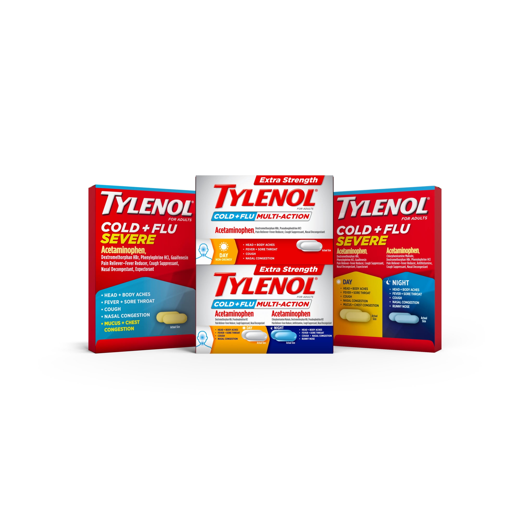 Tylenol Cold + Flu Severe Caplets for Multi-Symptom Relief, 24 Count.