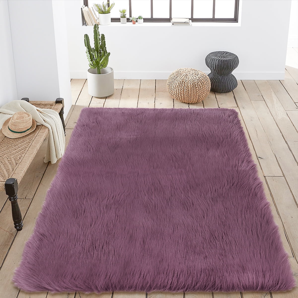 Details about / Fluffy Faux Fur Sheepskin Area Rug Non Slip Bedroom Floor Carpet Rug Mat Plush