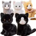 thumbnail image 2 of 26cm Simulation Grey White Black Cat Plush Toy Cartoon Sitting Lifelike Kitten Animal Cats Artificial Touch Doll Gift for Kids, 2 of 5