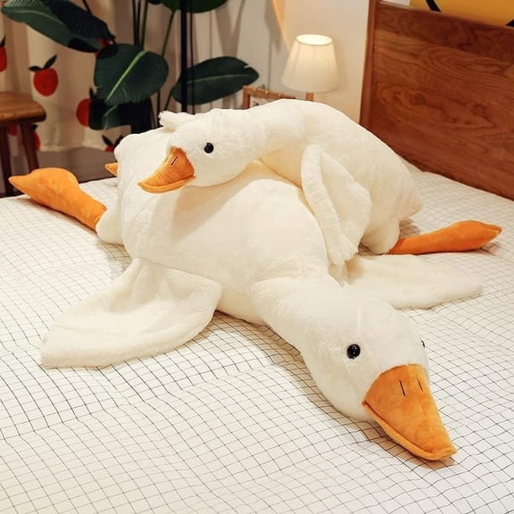 AsdQ Goose Stuffed Animal Toy Cute Giant White Goose Stuffed Animal Duck Plush Super Soft Hugging (A: 19.5 inch)