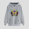 thumbnail image 2 of VBTAPA Womens Mardi Gras Hoodie Novelty 3D Graphic Printed Hooded Sweatshirt Carnival Themed Print Drawstring Long Sleeve Pullover Tops Parade Sweatshirt Gray L, 2 of 4