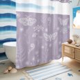 thumbnail image 6 of No Hook Shower Curtain, Purple Butterfly Botanical Shower Curtains for Bathroom with See Through Top Window, Summer Plants Line Art Waterproof & Washable Bath Curtain 66"x72", 6 of 9