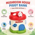 thumbnail image 2 of Mushroom House Piggy Bank for Kids with Lock and 2 Keys, Cute Decorative Coin Bank and Savings Box, 2 of 8
