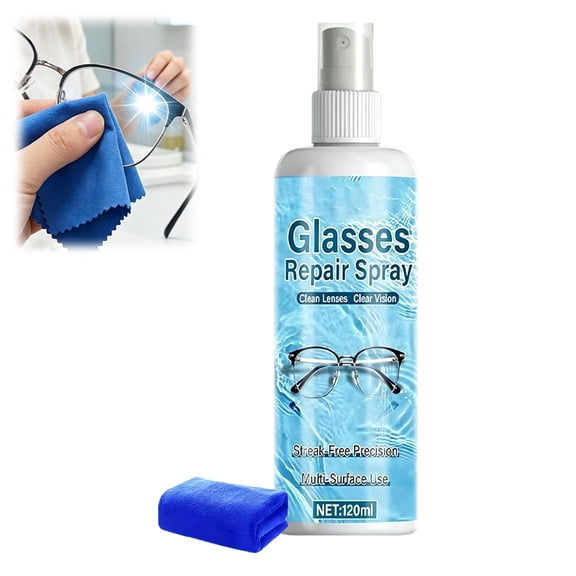 Eyeglass Scratch Remover Spray – Lens Care for Minor Scratches on Glasses & Sunglasses, Light Scratch Improvement & Cleaning Spray for Clearer Vision – Includes Towels (1PCS)