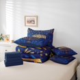 thumbnail image 5 of Feelyou Western Happy Chanukah Bedding Comforter Set 7pcs, Menorah Dreidel King Bedding Sets, Blue Olive Branch Reversible Bed Sheets, Microfiber Bedroom Decor, 5 of 7