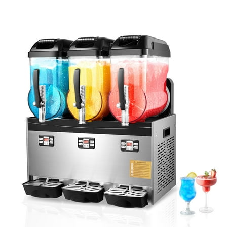 KFFKFF 12Lx3 Commercial Slushy Machine Beverage Maker, 144 Cups Stainless Steel Slushie Machine Frozen Drink Machine with Temperature Preservation