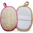 thumbnail image 1 of wonima11 Natural Loofah Exfoliating Body Scrubber, Made of Organic Loofah for Gentle Cleansing of Body and Face, Men Women 2 Pack (Beige/Pink), 1 of 1