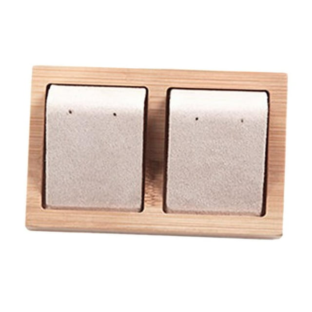Titular De La Joyería Pendientes De 2 Pares Tarjetas De Exhibición DIY Con Bandeja De De Bambú, tres Opcionales Beige