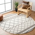 thumbnail image 2 of SAFAVIEH Glamour Drew Geometric Chevron Wool Area Rug, Ivory/Grey, 6' x 6' Round, 2 of 8