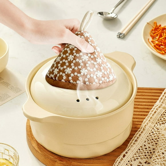 Bdday Japanese Small Floral Embroidery Kitchen Scald-proof Triangular Pot Handle Cap Insulation Gloves Cute Fabric Pot Cap Pot Clip
