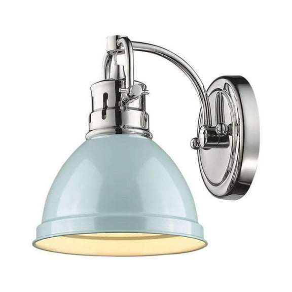 1 Light Vanity Light in Classic Style 8.5 inches High By 6.5 inches Wide-Chrome Finish-Sea Foam Shade Color Bailey Street Home 170-Bel-4159503