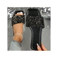 thumbnail image 3 of Women's Fashion Rhinestone Decorated Summer Open Toe Slide Sandals - Comfortable Dressy Slippers for Easy Slip-On Flat Design | Women's Rhinestone Slide Sandals, 3 of 10