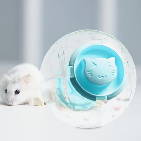 EHJRE 16cm Hamster Exercise Ball, Gerbil Ball Wheel with Ventilation Holes, Easy Installation of Cage Accessories, Cute Transparent Interactive blue