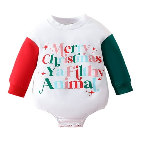 

My First Baby Christmas Pajamas Toddler Boys Long Sleeve Letter Prints Rompers Jumpsuits Clothes Christmas Onesie Baby(Size:3-6 Months)