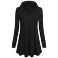 thumbnail image 3 of iopqo long sleeve shirts for women women's long sleeve hooded tunic tops button swing pullover hoodie sweatshirts women's t-shirts black s, 3 of 7