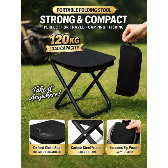 Camping Stool Collapsible Stool With Storage Bag Portable Chairs For Adults Lightweight Camping Foot Rest Loads Up To 330lb For Travel Fishing Picnic