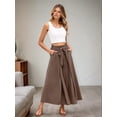 thumbnail image 5 of Women'S Casual Split Wide High Waist Palazzo Flowy Beach Pants Summer Boho Lounge with Pockets Light Brown XXL, 5 of 9