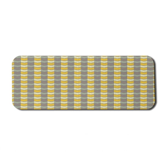 Retro Computer Mouse Pad, Print of Tribal Wavy Lines in Colorful Scribble Style Ethnic Motif Vertical Stripes, Rectangle Non-Slip Rubber Mousepad Large, 31" x 12", Multicolor, by Ambesonne