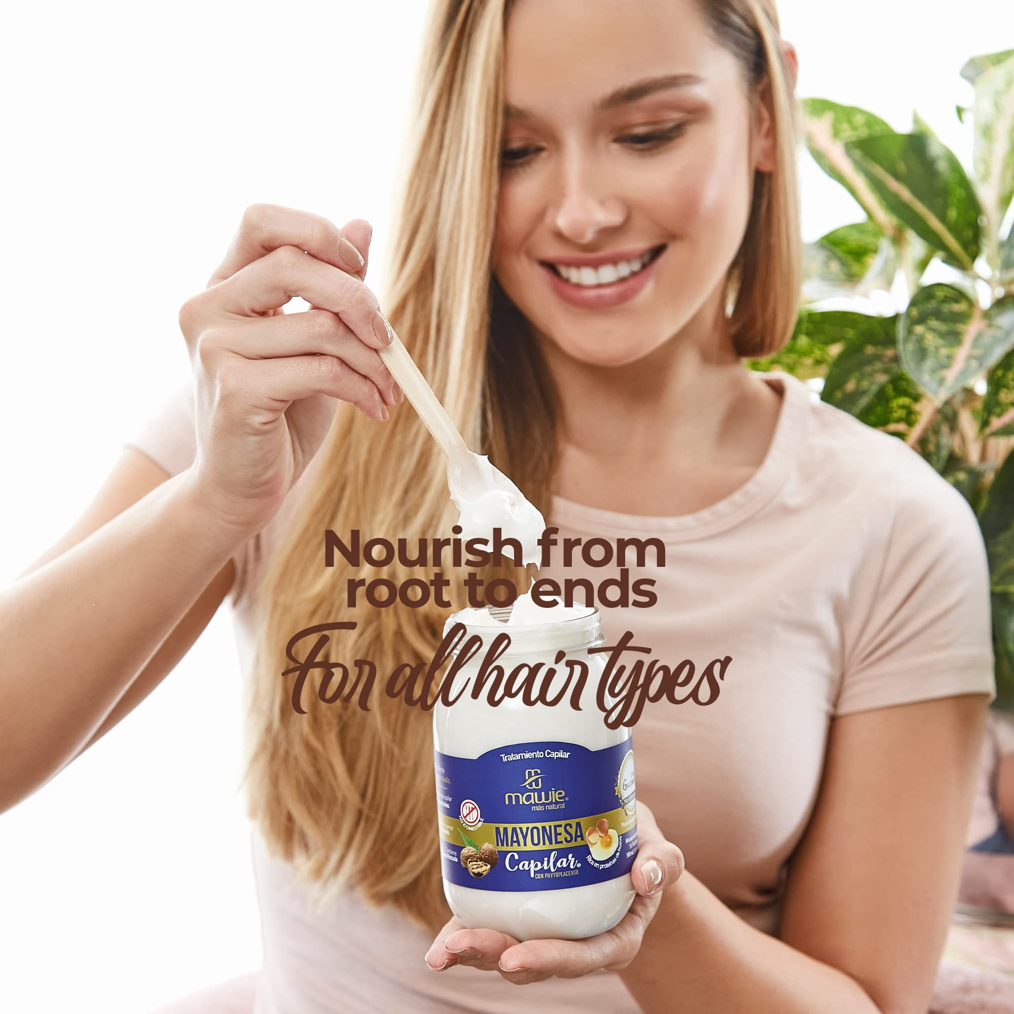 Mawie Mayonnaise Hair Mask for dry damage, adds shine, fortifies, nourishes processed hair 17 oz