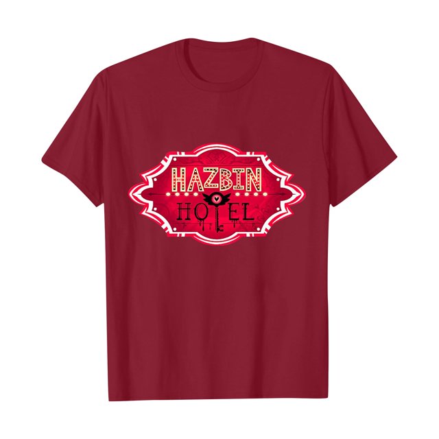 Hazbin Hotel Moda Mujer Casual Impreso Manga Corta Cuello Redondo Pullover Tops Rojo/2XL