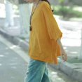 thumbnail image 4 of iHengLiXing 2025 Plus Size Spring Tops for Womens Dressy Casual Fashion Women Casual Short Sleeve Plus Size T-Shirt Tops Yellow XXXXXL, 4 of 6