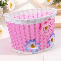 Sunflower Kids Woven Bike Basket with Flower Design, Front Handlebar Storage for Boys, Girls, Scooter and Accessories