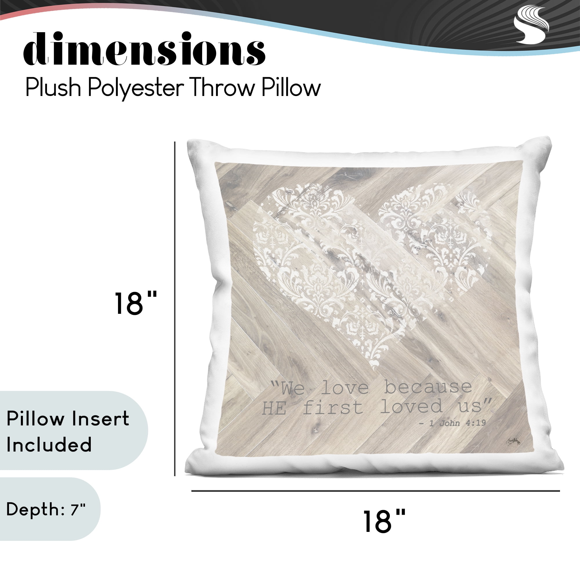 Stupell Industries He Loved Us First Decorative Printed Throw Pillow, design by Elizabeth Medley