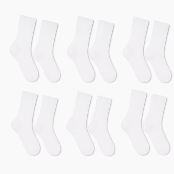 YEMNPIOS 6 Pairs Loose Fit Socks Non Binding Wide Calf for Men Women Plus Size White