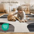 thumbnail image 4 of ODIKA 6'x9' Washable Area Rug Dirt Trapper Abstract Herringbone Minimalist Stripe Frame Trapping for Dining Room, Under Table, Office Décor, Non-Slip Chair-Friendly, 4 of 7