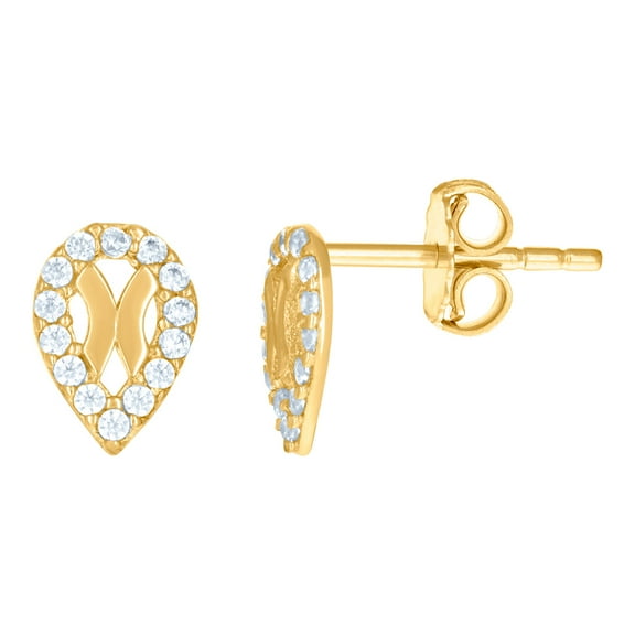 10k Yellow Gold Womens Cubic Zirconia Tear Drop Fashion Stud Earrings 8.4x5.8mm Wide Stud Earring for Women