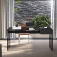 thumbnail image 2 of NessCarsti 53.14" Modern Tempered Glass Executive Desk with Drawer, Black Wood Finish and Tempered Glass Legs – Minimalist Stylish Workstation Table for Home Office, 2 of 6