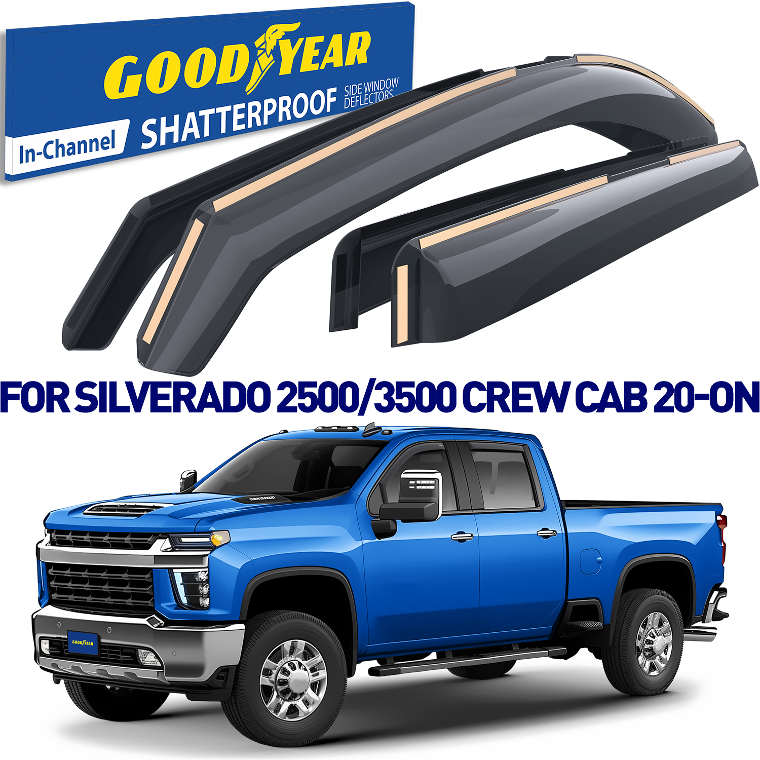 Rain Guards & Vent Visors For 2020-2025 Chevy Silverado Crew Cab 2500/3500