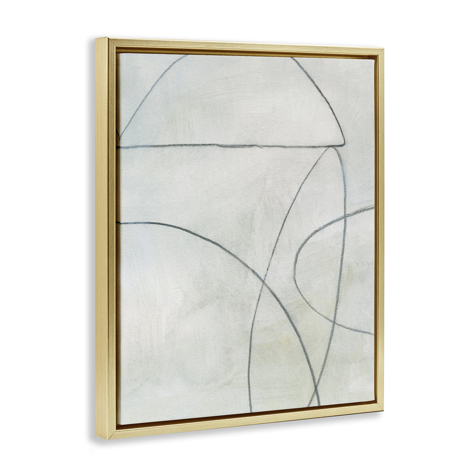 Stupell Industries Shapes Sketch on Grey Abstract Drawing Gold Floater Framed Canvas Art Print Wall Art, 25 x 31