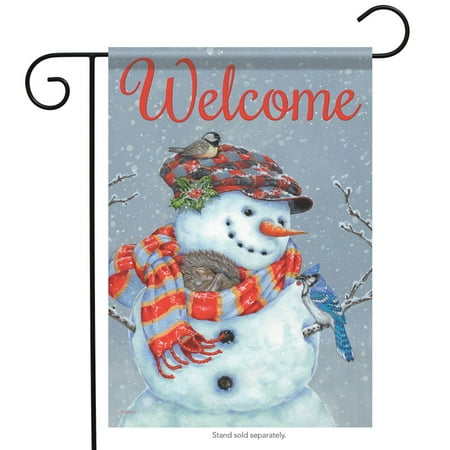 Squirrel Nap Snowman Winter Garden Flag Snow Bird Welcome Banner