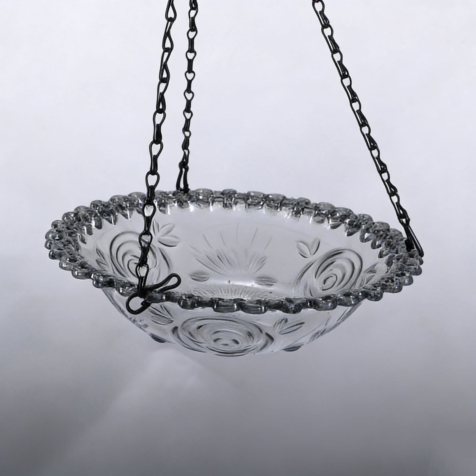 FYHALE Solar Hanging Bird Bath Fountain - 18" Solar Bird Bath with Metal Chain, Solar Powered Bubbler for Outdoor Garden, Patio, Yard, Lawn
