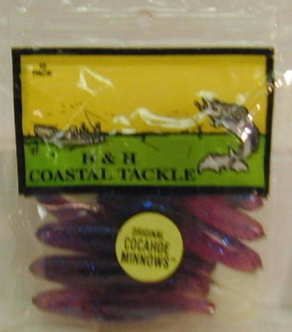 H&H Lure H&H Cocahoe Minnow Tails 3in 10pk Purple/Blue Glitter/White Tail Md#: CMR10-40