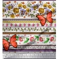 thumbnail image 1 of Soimoi Tissu en Poly Georgette Vert Patchwork Floral et Insectes au Mètre 42 Pouces de Large, 1 of 3