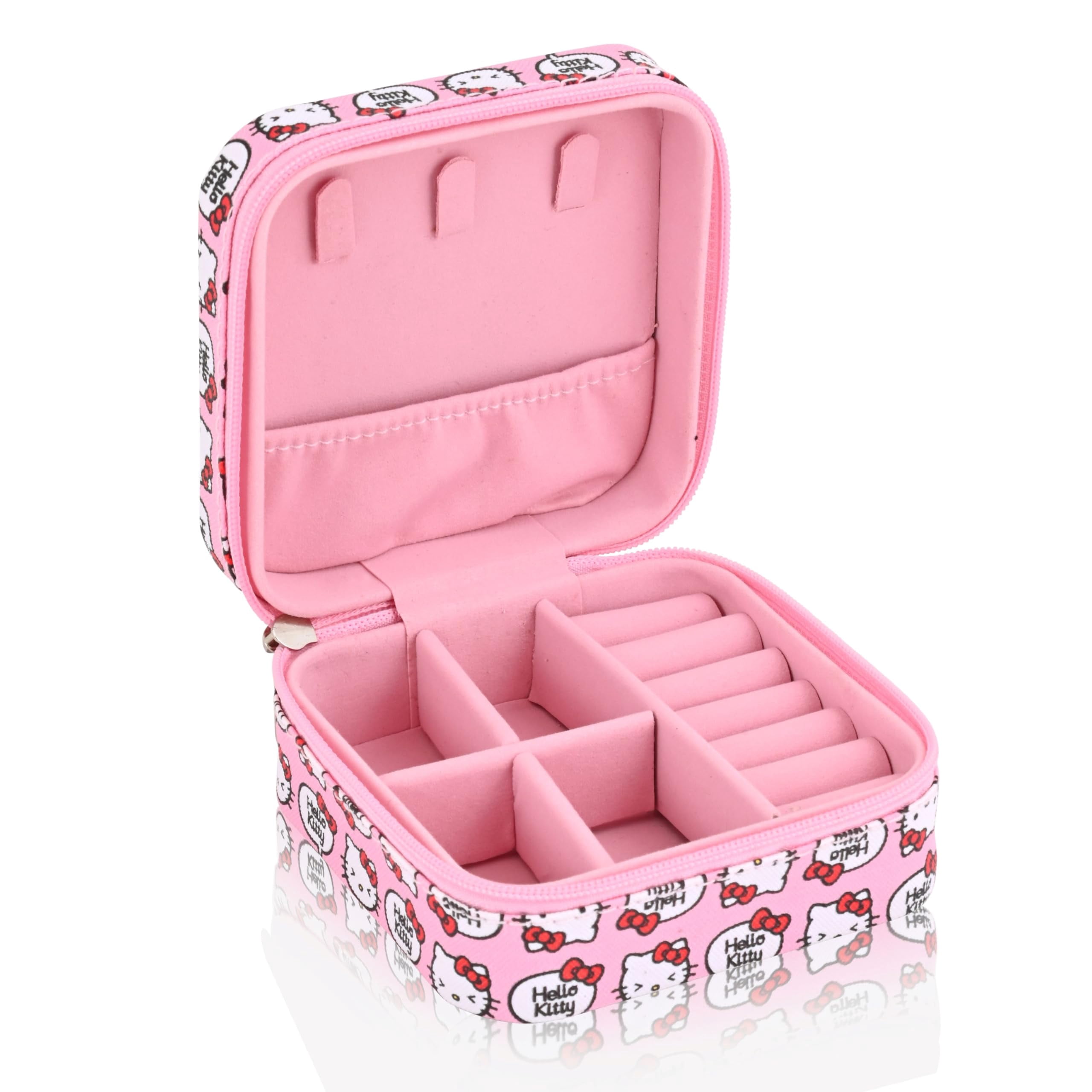 Fast Forward Sanrio Hello Kitty Jewelry Box for Women | Multiple Compartment Jewelry Organizer and Storage Jewelry Holder Gift Box | Jewelry Travel Case with Zipper