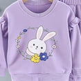 thumbnail image 5 of enyan Little Girls Fall Winter Outfit Size 1-8T Cotton Cute Print Long Sleeve Top and Pant Toddler Girl Clothes(Purple,9-12 Months), 5 of 6