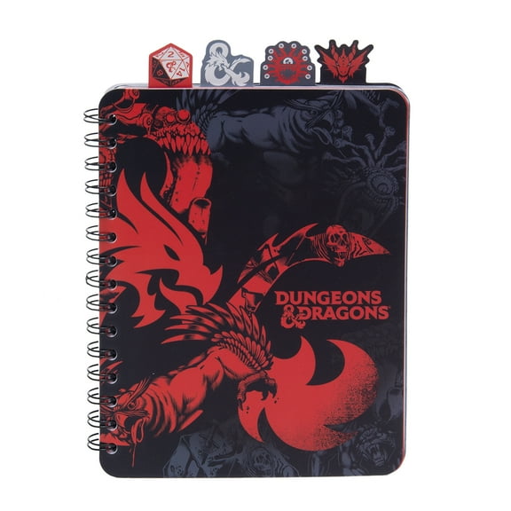 Dungeons & Dragons  4 Tab Journal Notebook, Spiral Bound, 144 Lined Pages, 8 x 7 inches